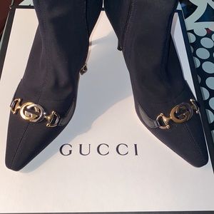 Gucci Black Zumi Heeled Ankle Womens Boots/Booties